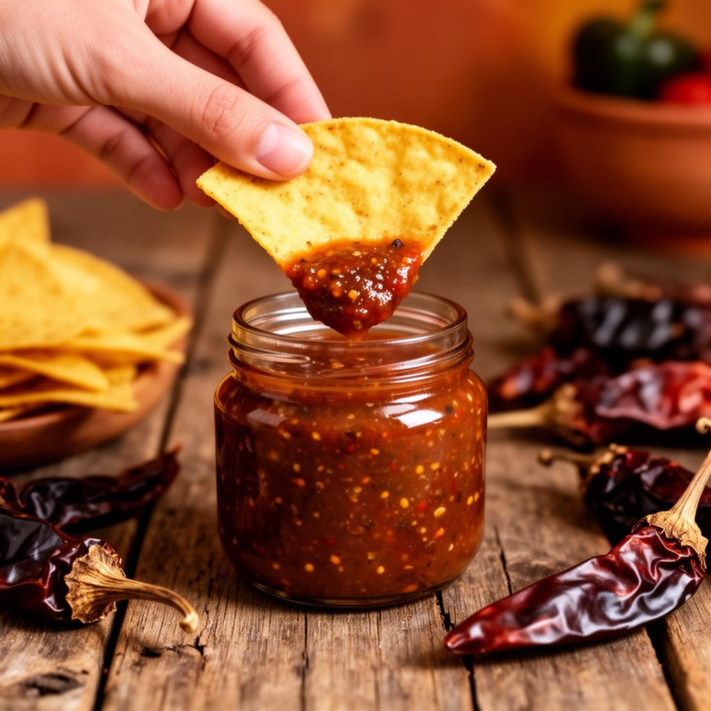 Tostada con salsa macha